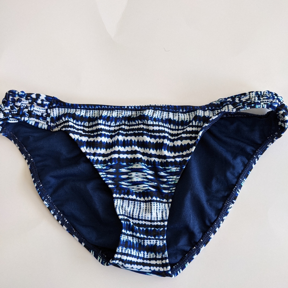 Ambrielle Blue/White Bikini Bottom Knotted Sides M